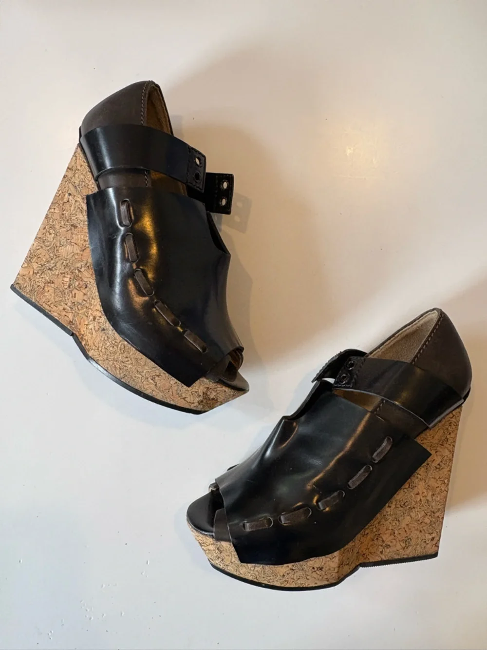 Acne Studios || Halo Wedges‎ Cork Heel Lace Up Black 39